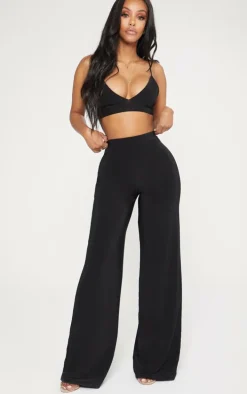 Shape Black Slinky High Waisted Wide Leg Pants