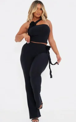 Shape Black Slinky Rose High Waist Flare Pants