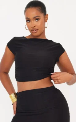 Shape Black Slinky Ruched Side T Shirt