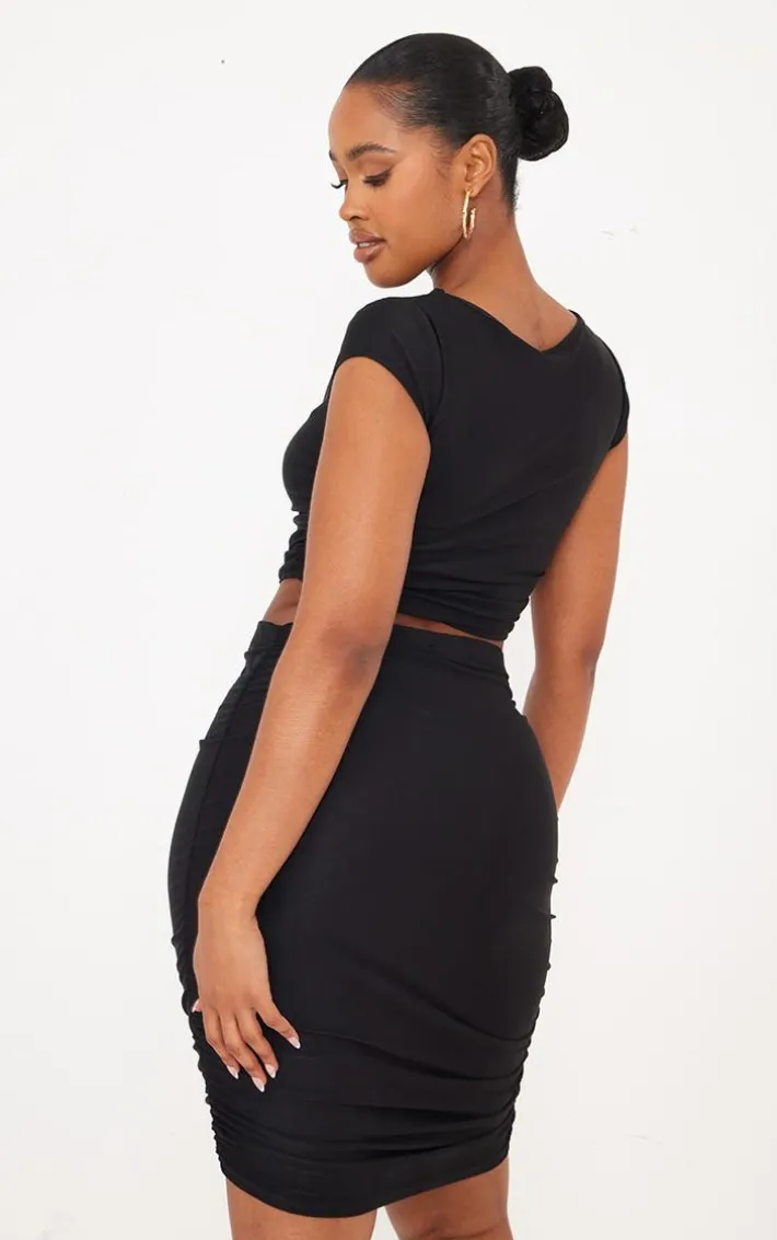 Shape Black Slinky Ruched Side T Shirt