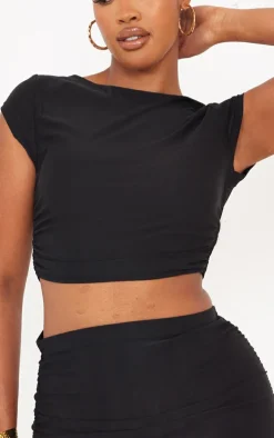 Shape Black Slinky Ruched Side T Shirt
