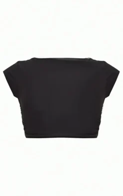Shape Black Slinky Ruched Side T Shirt