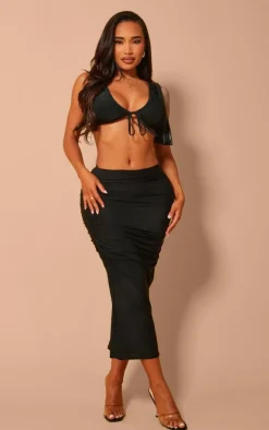 Shape Black Slinky Sleeveless Tie Front Top