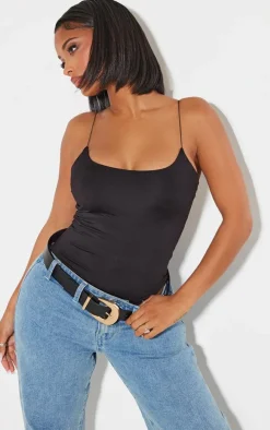 Shape Black Slinky Spaghetti Strap Bodysuit