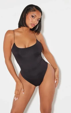 Shape Black Slinky Spaghetti Strap Bodysuit