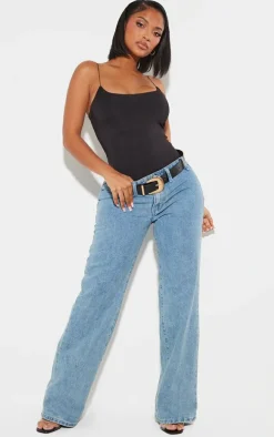 Shape Black Slinky Spaghetti Strap Bodysuit