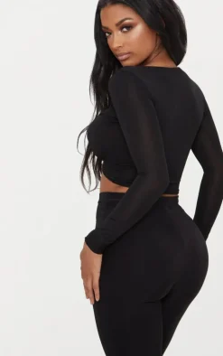 Shape Black Slinky Twist Front Crop Top
