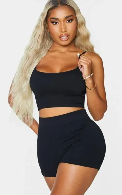 Shape Black Snatched Rib Shorts