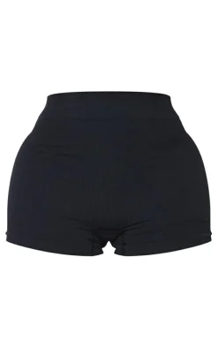 Shape Black Snatched Rib Shorts