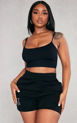 Shape Black Snatched Ribbed Strappy Crop Top
