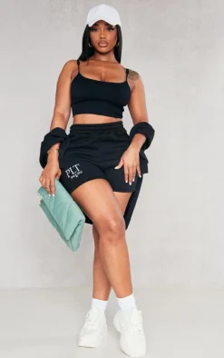 Shape Black Snatched Ribbed Strappy Crop Top