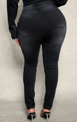 Shape Black Stretch Denim Seam Biker Skinny Jeans
