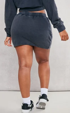 Shape Black Sweat Drawstring Mini Skirt