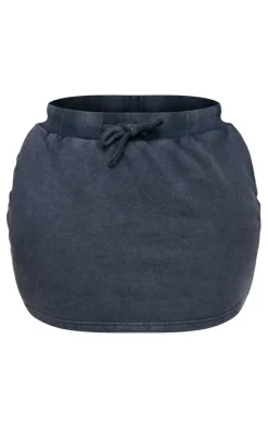 Shape Black Sweat Drawstring Mini Skirt