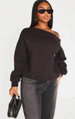 Shape Black Sweat Raw Edge Slouch Sweatshirt