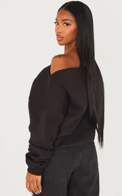 Shape Black Sweat Raw Edge Slouch Sweatshirt