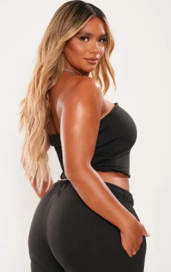 Shape Black Sweat Seam Detail Bandeau Corset