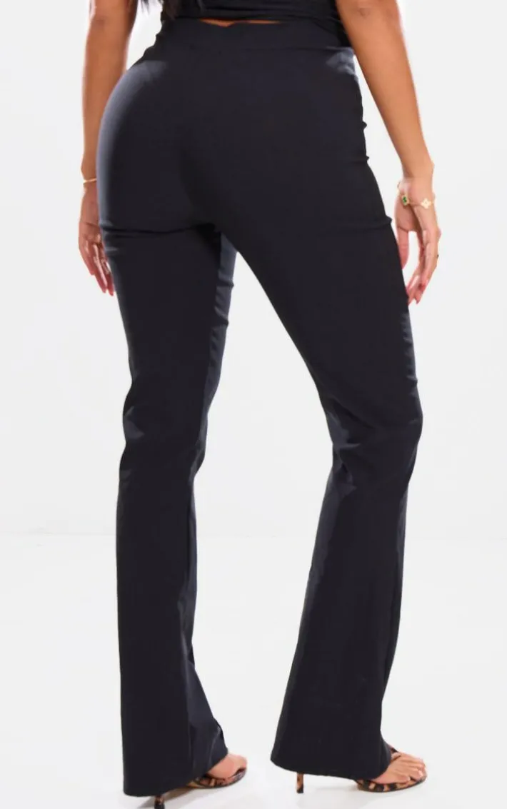 Shape Black Tailored High Waisted Pin Tuck Flared Pants