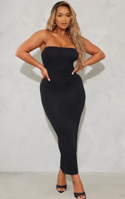Shape Black Textured Bandeau Midaxi Dress