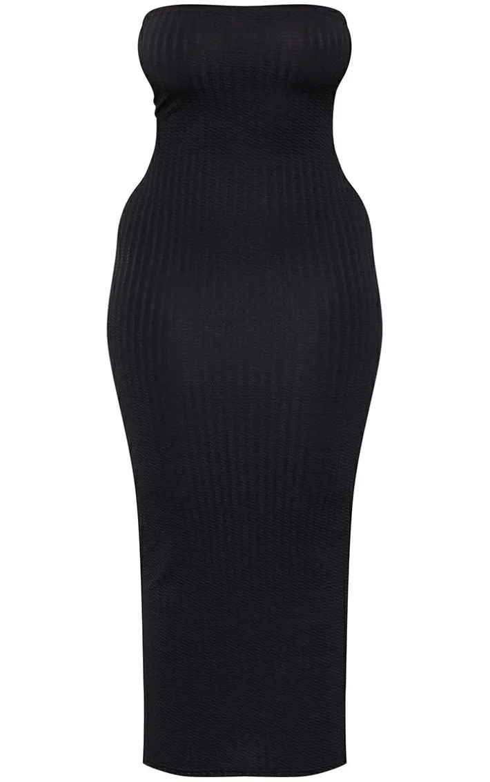 Shape Black Textured Bandeau Midaxi Dress