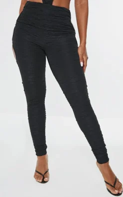 Shape Black Textured Cut Out Leggings