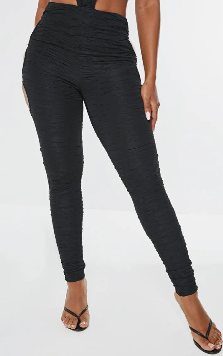Shape Black Textured Cut Out Leggings
