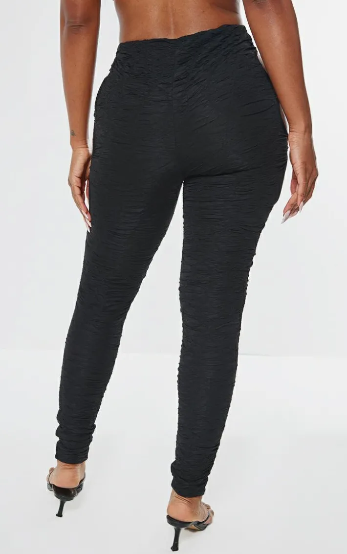 Shape Black Textured Cut Out Leggings
