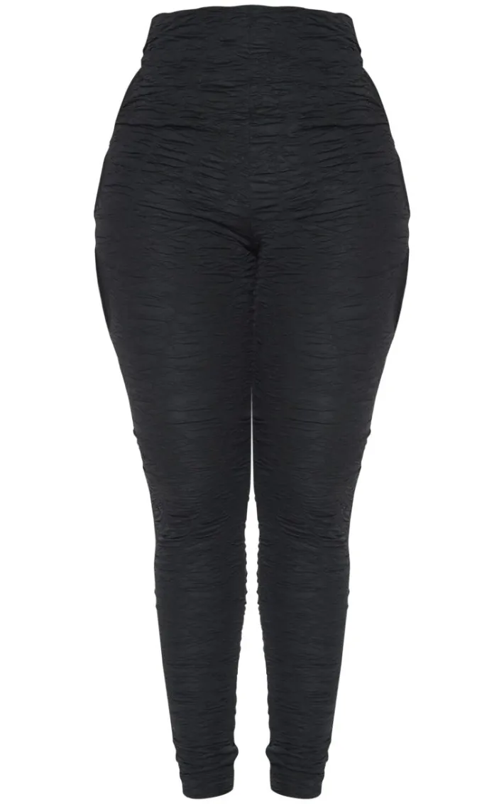Shape Black Textured Cut Out Leggings