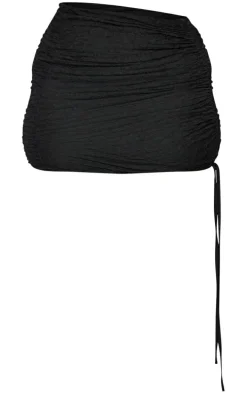 Shape Black Textured Ruched Side Bodycon Skirt