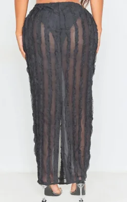 Shape Black Textured Ruffle Maxi Skirt