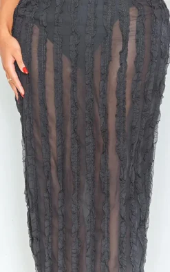 Shape Black Textured Ruffle Maxi Skirt