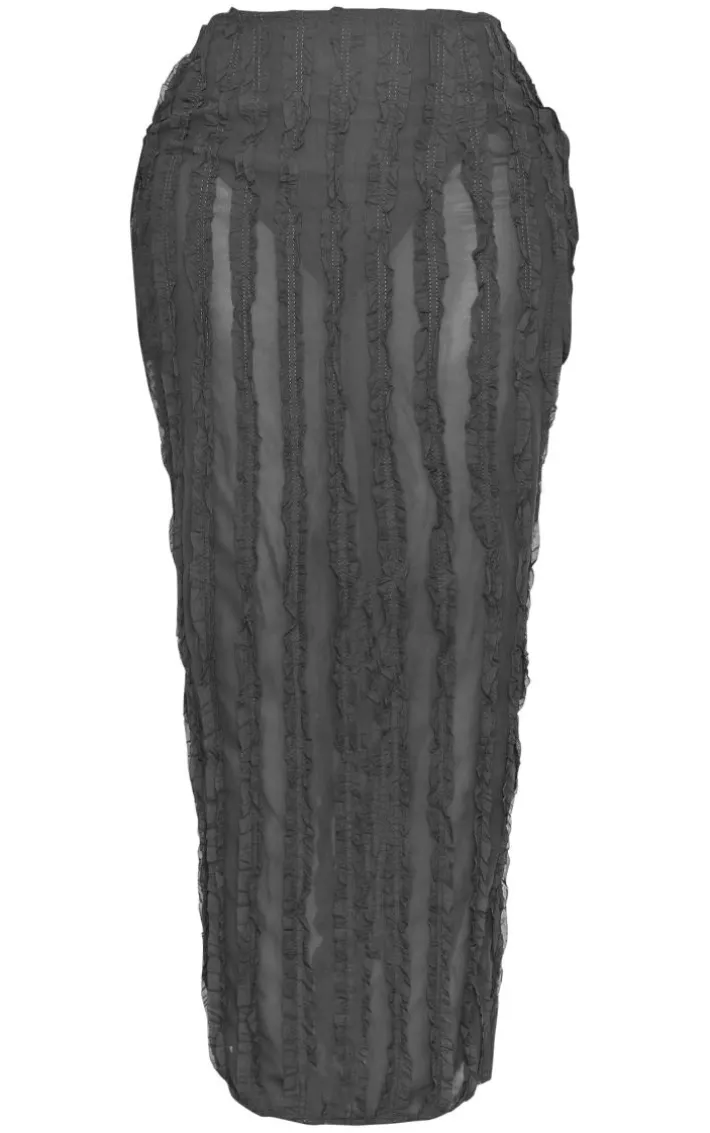 Shape Black Textured Ruffle Maxi Skirt