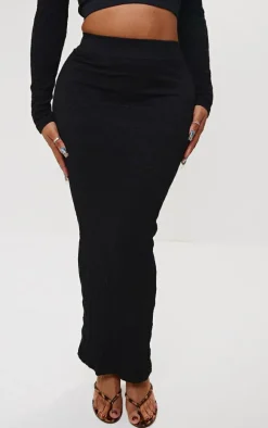 Shape Black Textured Seamless Maxi Skirt