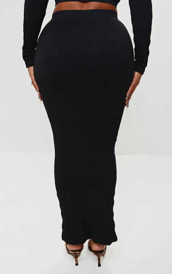 Shape Black Textured Seamless Maxi Skirt