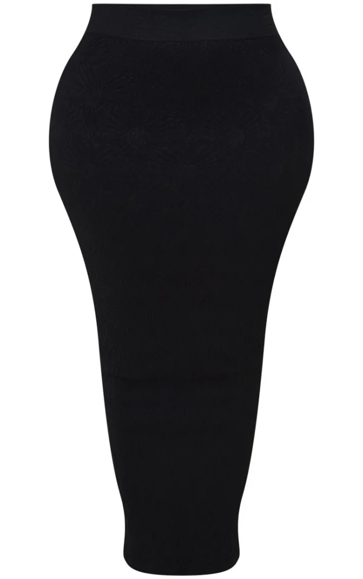 Shape Black Textured Seamless Maxi Skirt