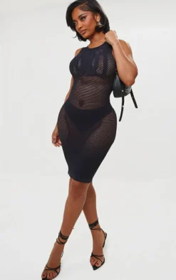 Shape Black Textured Seamless Body Sleeveless Bodycon Dress