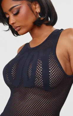 Shape Black Textured Seamless Body Sleeveless Bodycon Dress
