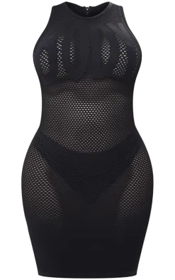 Shape Black Textured Seamless Body Sleeveless Bodycon Dress