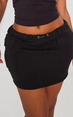 Shape Black Toggle Waist Pocket Detail Mini Skirt