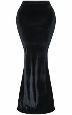 Shape Black Velvet Maxi Skirt