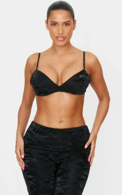 Shape Black Washed Faux Leather Bralet