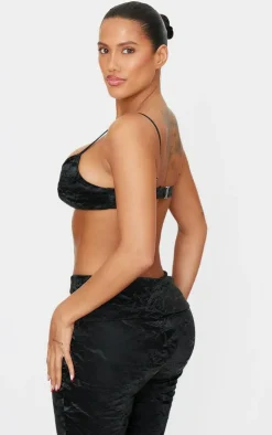 Shape Black Washed Faux Leather Bralet