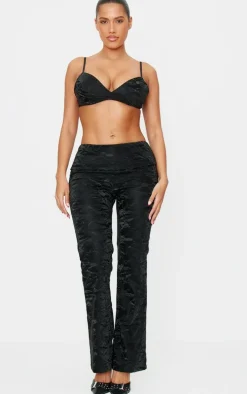 Shape Black Washed Faux Leather Panel Detail Pants