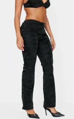 Shape Black Washed Faux Leather Panel Detail Pants