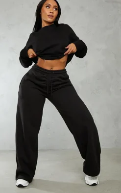 Shape Black Wide Leg Ruched Waist Sweatpants
