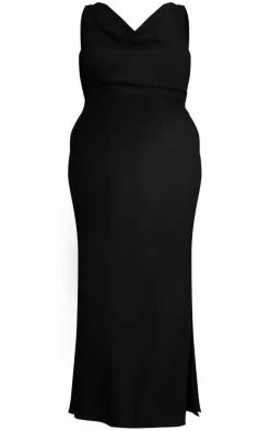 Shape Black Woven Cowl Neck Sequin Back Maxi Dress