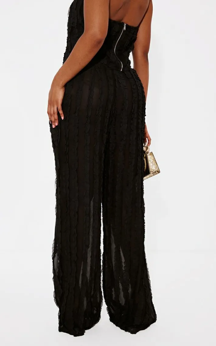 Shape Black Woven Frill Detail Wide Leg Pants