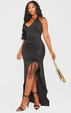 Shape Black Woven Halterneck Cut Out Maxi Dress