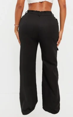 Shape Black Woven Pocket Detail Wide Leg Pants