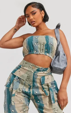 Shape Blue Camo Printed Bandeau